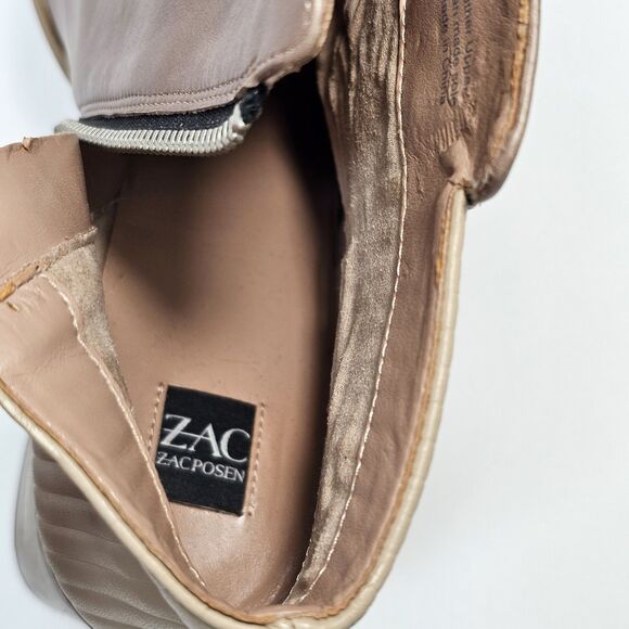 Zac Zac Posen Tanesha Block Heel Ankle Boots Taupe Beige Leather Size 10M - Picture 5 of 10